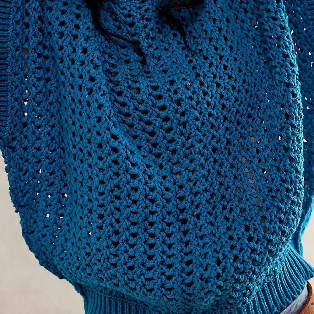 NEW Free People We The Free Sophia Sweater Tee In Ocean Palace Blue - Picture 3 of 12